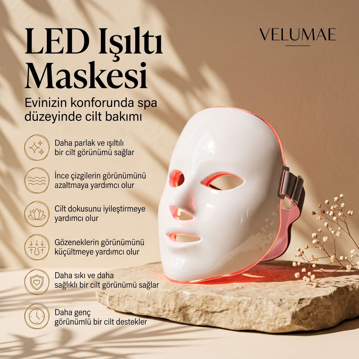 VELUMAE LED Işıltı Maskesi faydaları